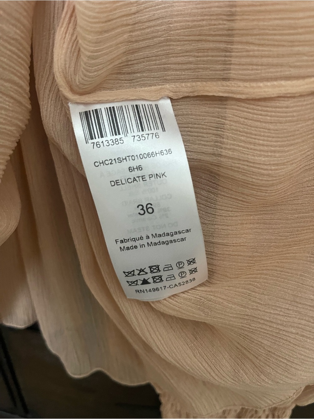 Chloé Smocked High-Neck Pleated Silk Blouse in Nude Beige - Picture 10 of 10